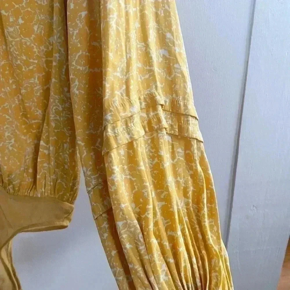 Free‎ People yellow floral bodysuit XS